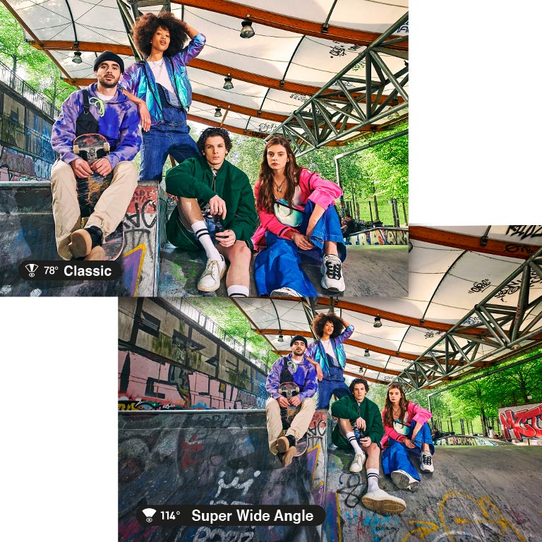 Shot taken without and with Super Wide Angle