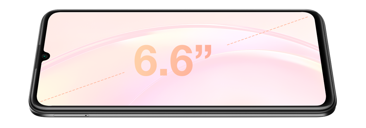WIKO T3 smartophone screen view with its 6.6'' format highlighted